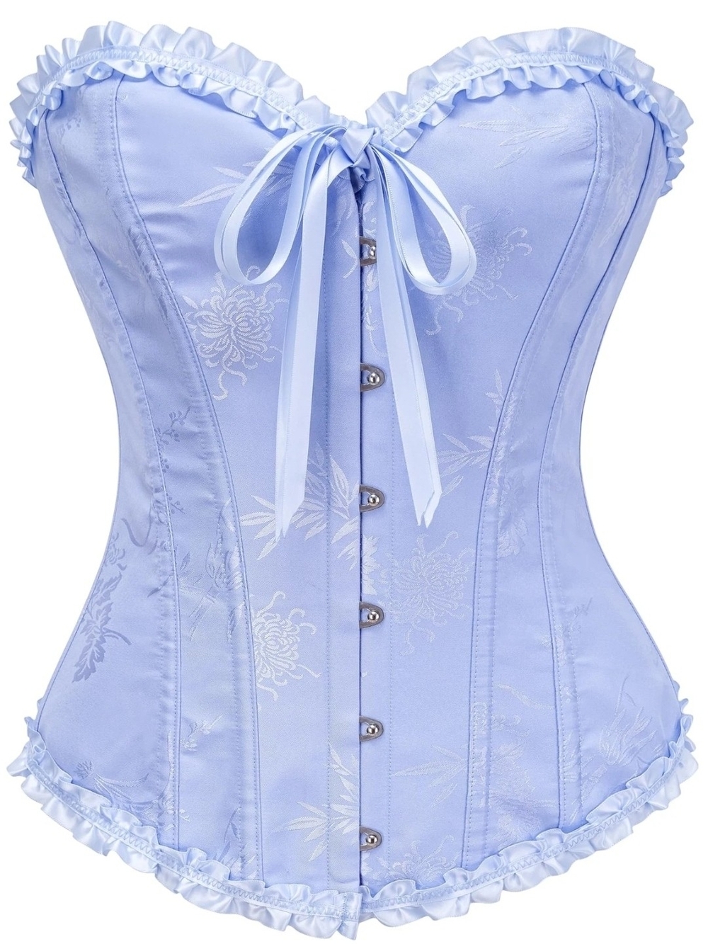 Strapless Light Blue Satin Lace-Up Corset Top